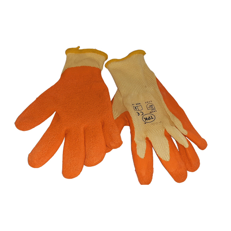 Перчатки трикотажные жёлтые облитые оранжевым