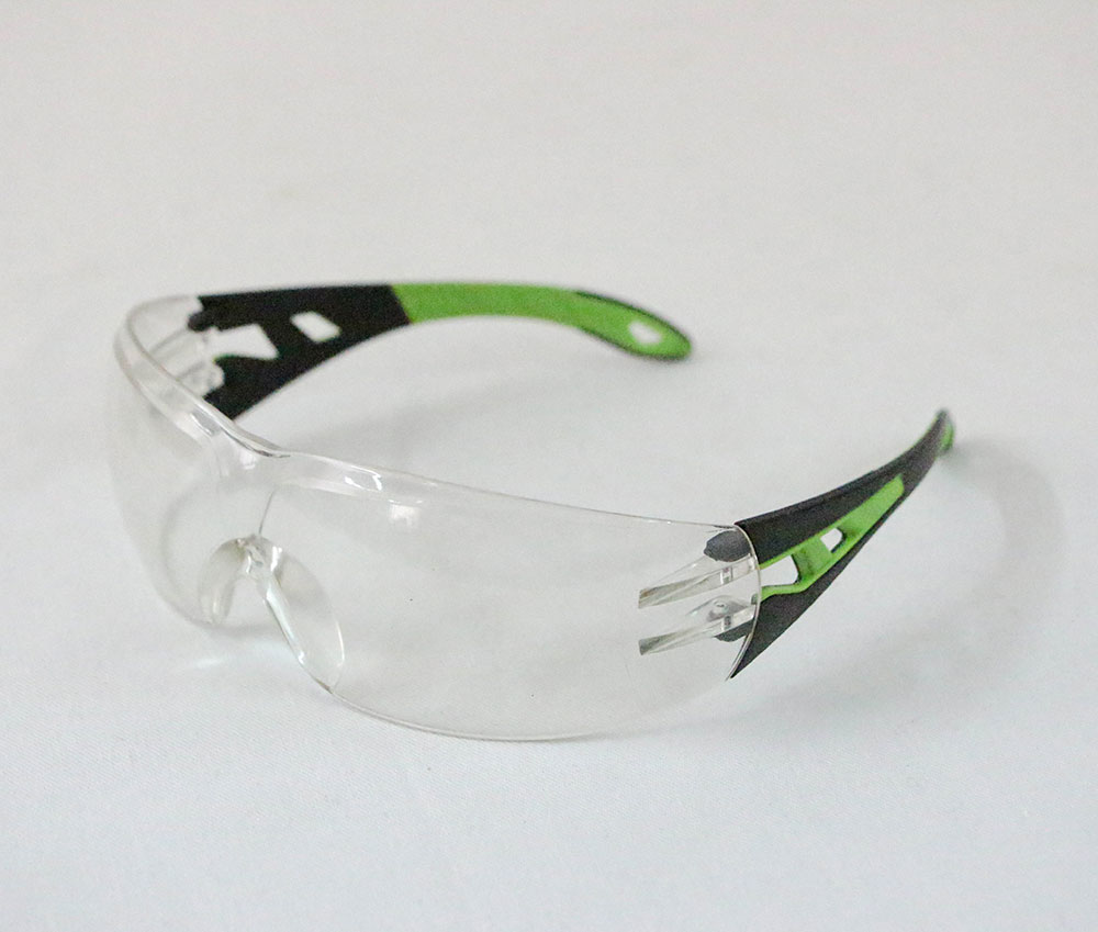 Очки Vaultex прозрачные на черно-зеленой дужке