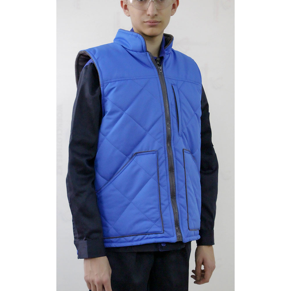 Жилет утепленный болоневый васильковый на подкладе из флиса