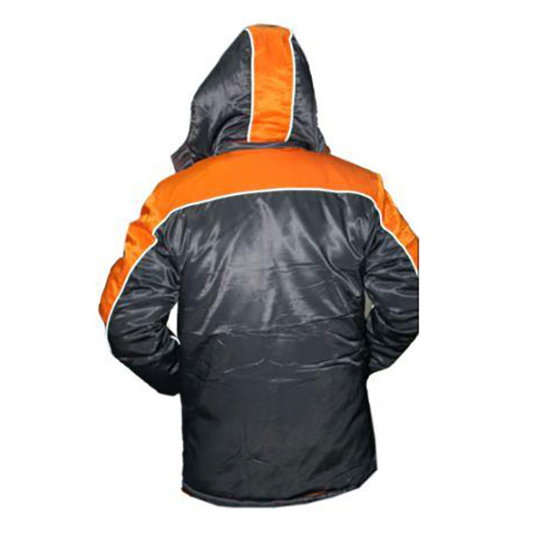 Куртка утепленная «Лидер» темно-серая с оранжевой отделкой