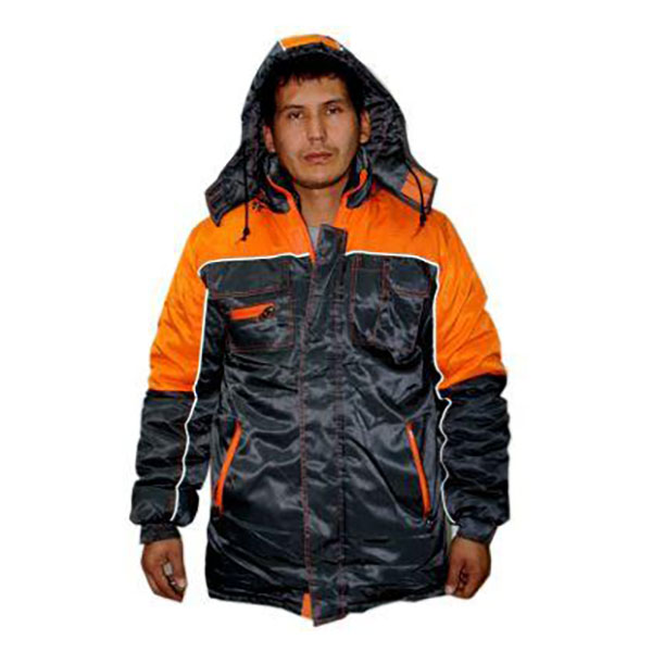 Куртка утепленная «Лидер» темно-серая с оранжевой отделкой Куртка утепленная «Лидер» темно-серая с оранжевой отделкой