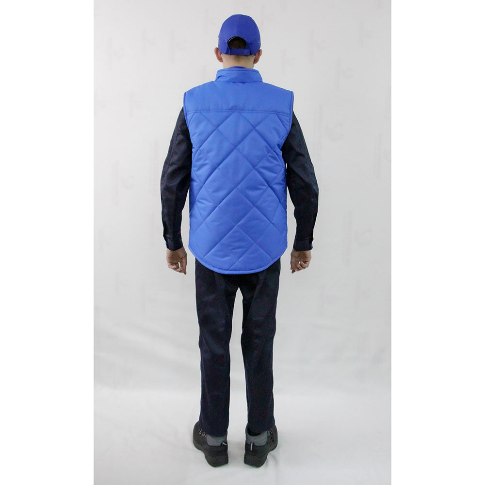 Жилет утепленный болоневый васильковый на подкладе из флиса