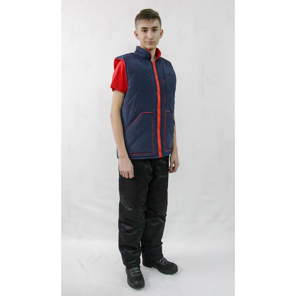 Жилет утепленный болоневый темно-синий на подкладе из флиса