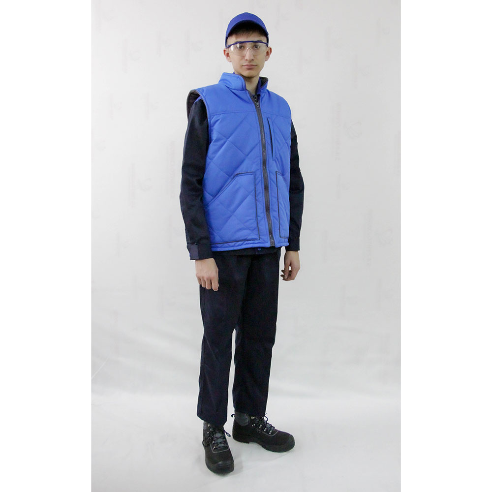 Жилет утепленный болоневый васильковый на подкладе из флиса