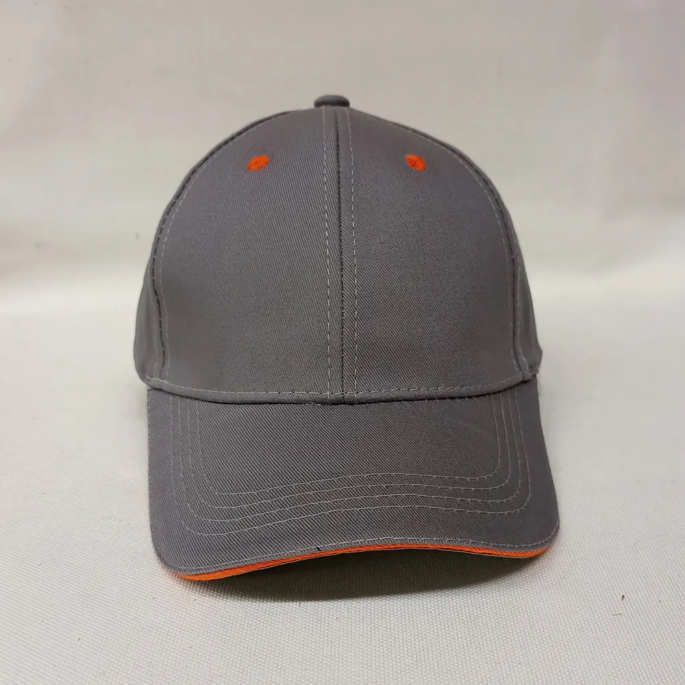 Бейсболка серая с оранжевым кантом